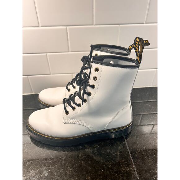 Dr. Martens Zavala Women's Leather Ankle Platform Combat‎ Boots White Size 8M - Picture 4 of 9